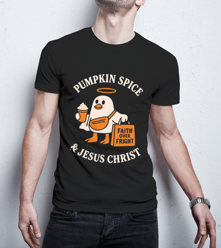 Pumpkin Spice And Jesus Christ Faith Over Fright Halloween 2026 T-Shirt