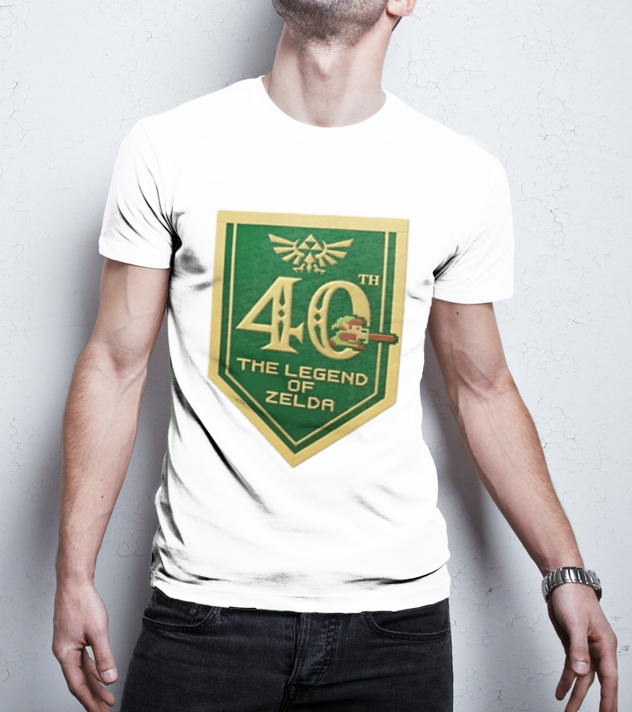 40th Anniversary The Legend Of Zelda With Link Pixel Art And Triforce T-Shirt