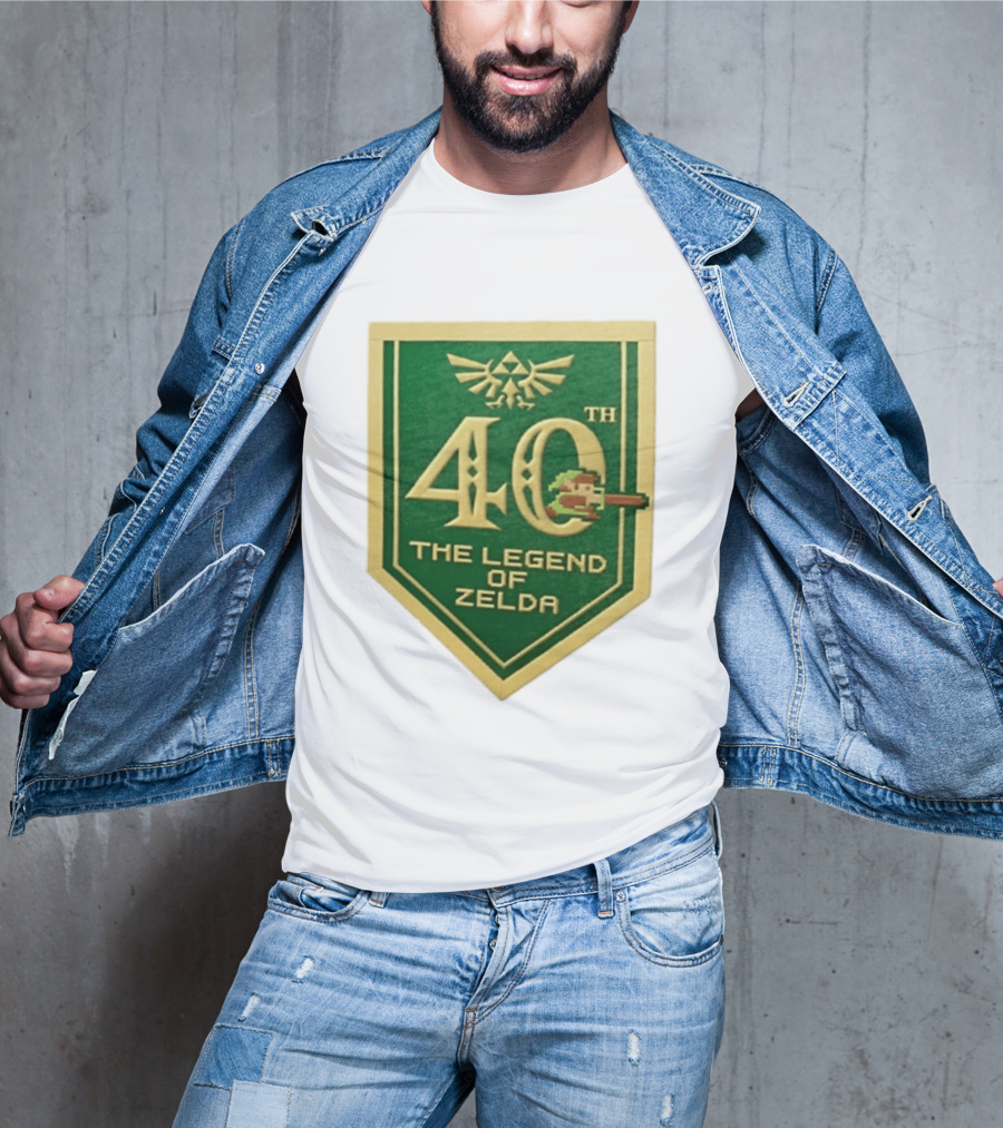 40th Anniversary The Legend Of Zelda With Link Pixel Art And Triforce T-Shirt