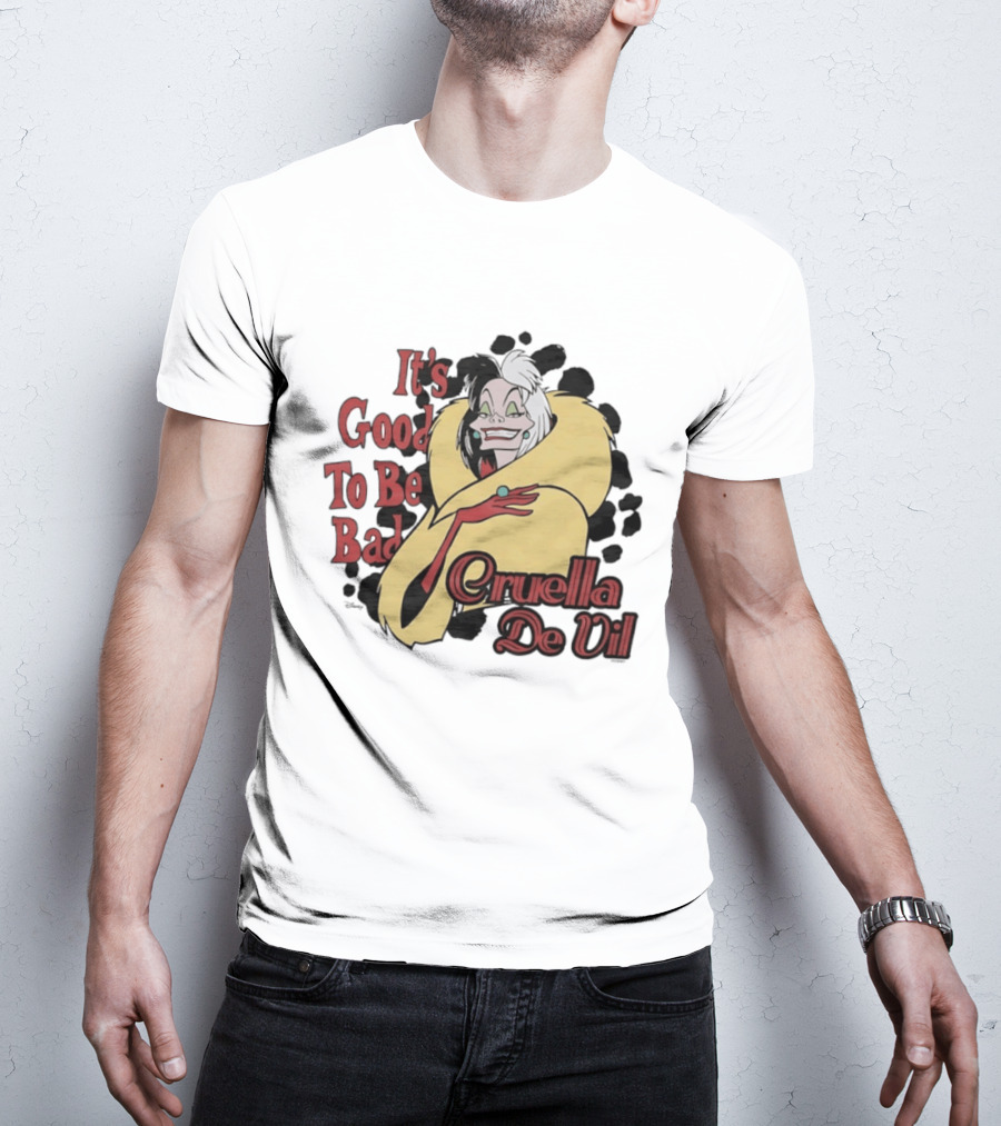 101 Dalmatians Cruella De Vil It's Good To Be Bad Retro Cartoon Villain T-Shirt