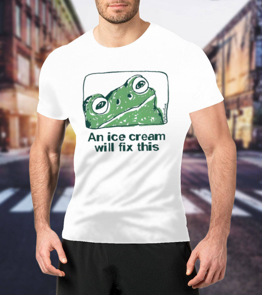An Ice Cream Will Fix This Frog Retro Humor T-Shirt