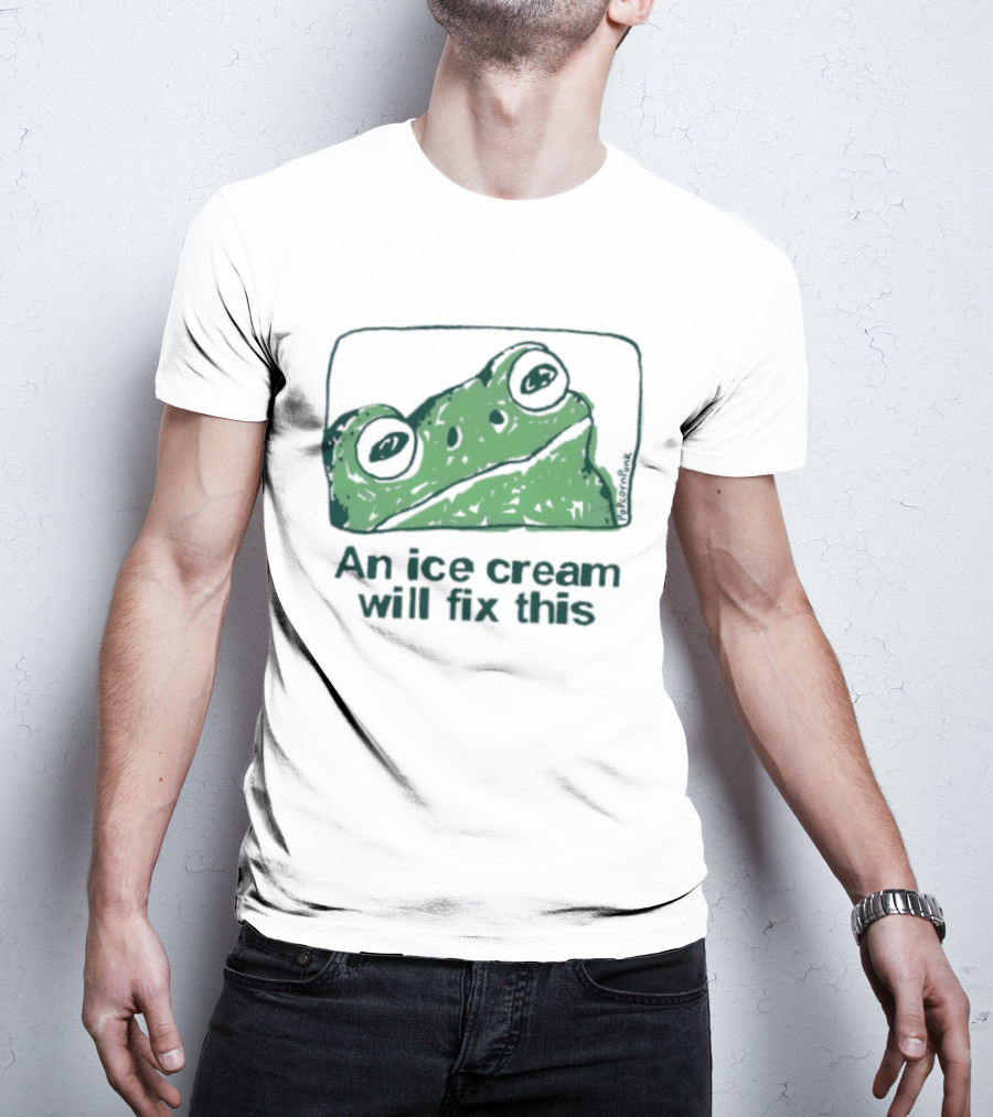 An Ice Cream Will Fix This Frog Retro Humor T-Shirt