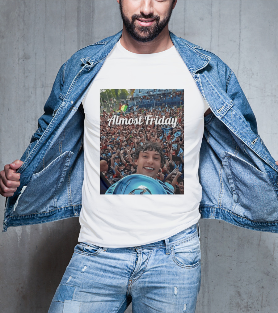 Kimi Antonelli Victory Selfie With Trophy After Winning 2026 Italian Grand Prix At Monza Almost Friday T-Shirt