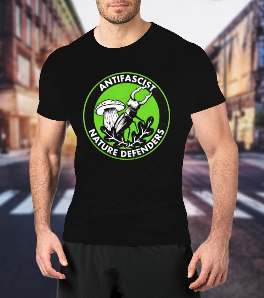 Antifascist Nature Defenders Mushroom Beetle T-Shirt