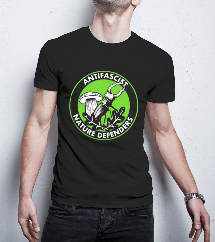 Antifascist Nature Defenders Mushroom Beetle T-Shirt