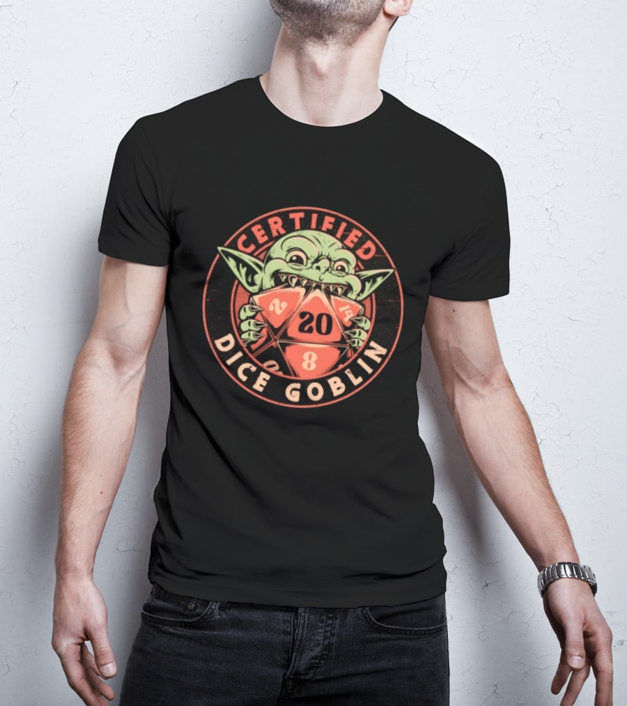 Certified Dice Goblin D20 RPG Fantasy Gaming T-Shirt