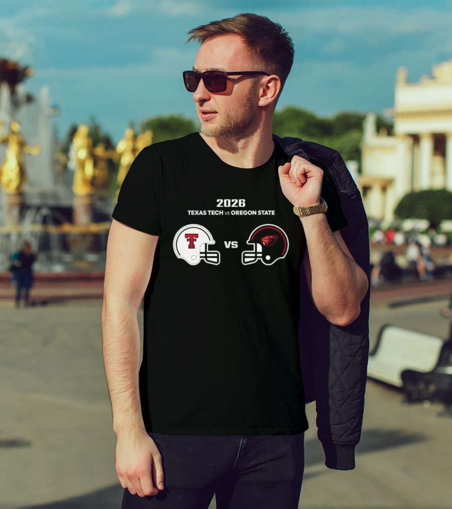 2026 Texas Tech Vs Oregon State Football Matchup Helmets T-Shirt