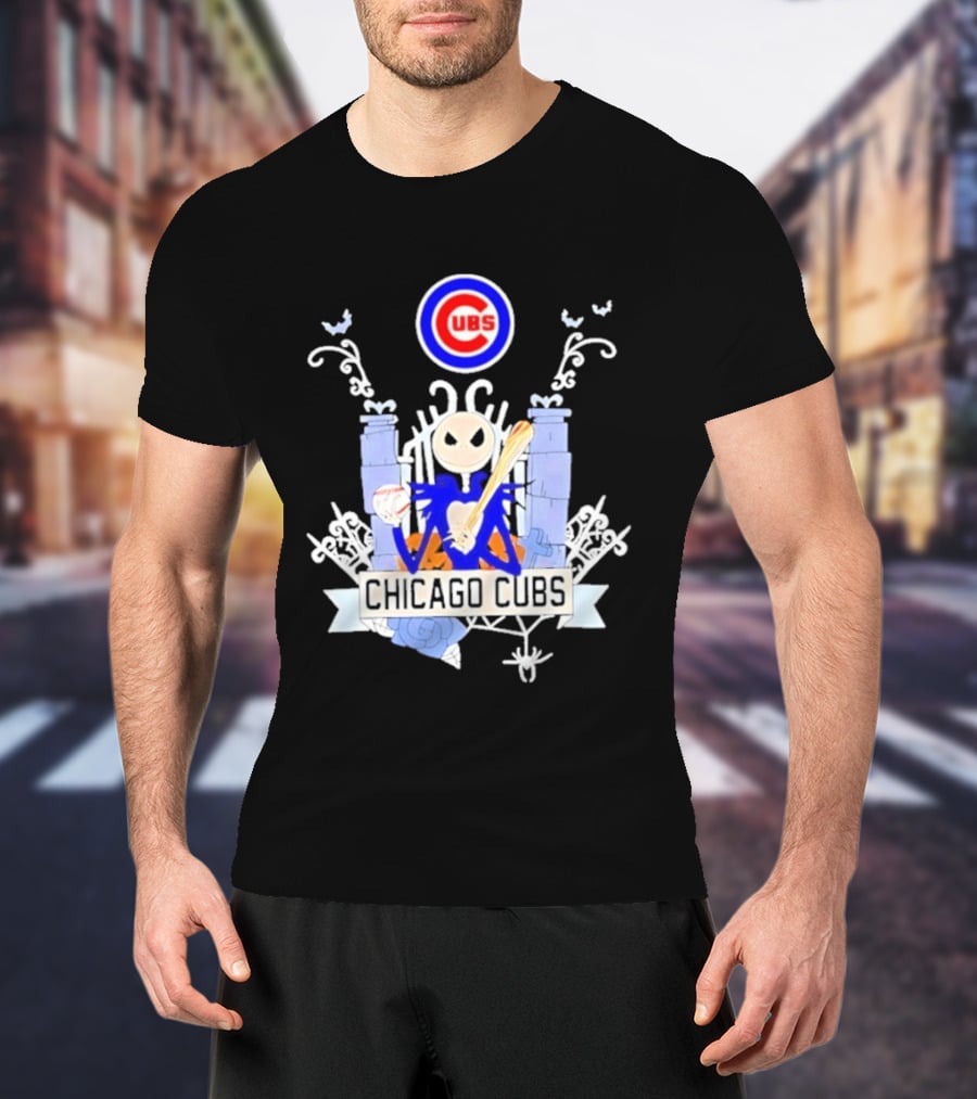 Chicago Cubs Halloween 2026 Jack Skellington Collaboration T-Shirt