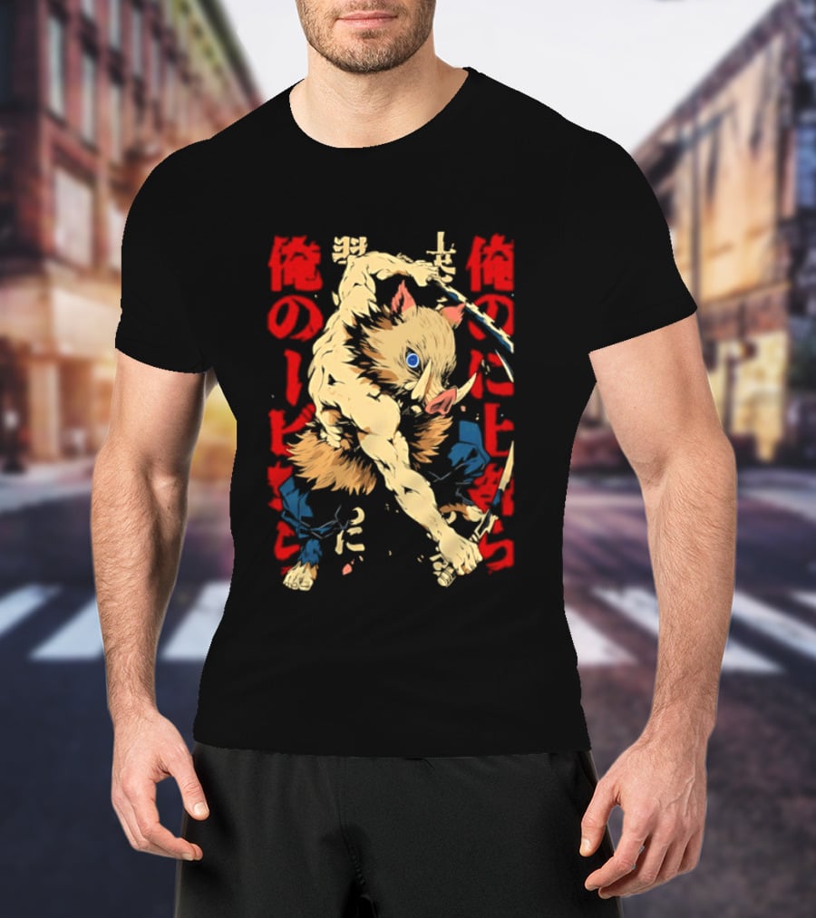 Inosuke Hashibira Beast Breathing Kanji Art Demon Slayer Anime T-Shirt