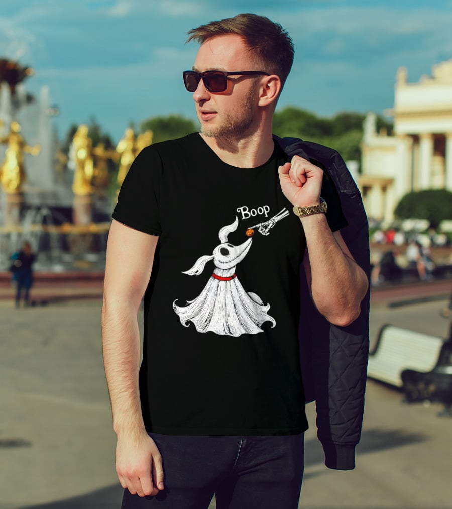 Zero Dog Boop Halloween Skeleton Hand Ghost Dog Pumpkin Nose T-Shirt