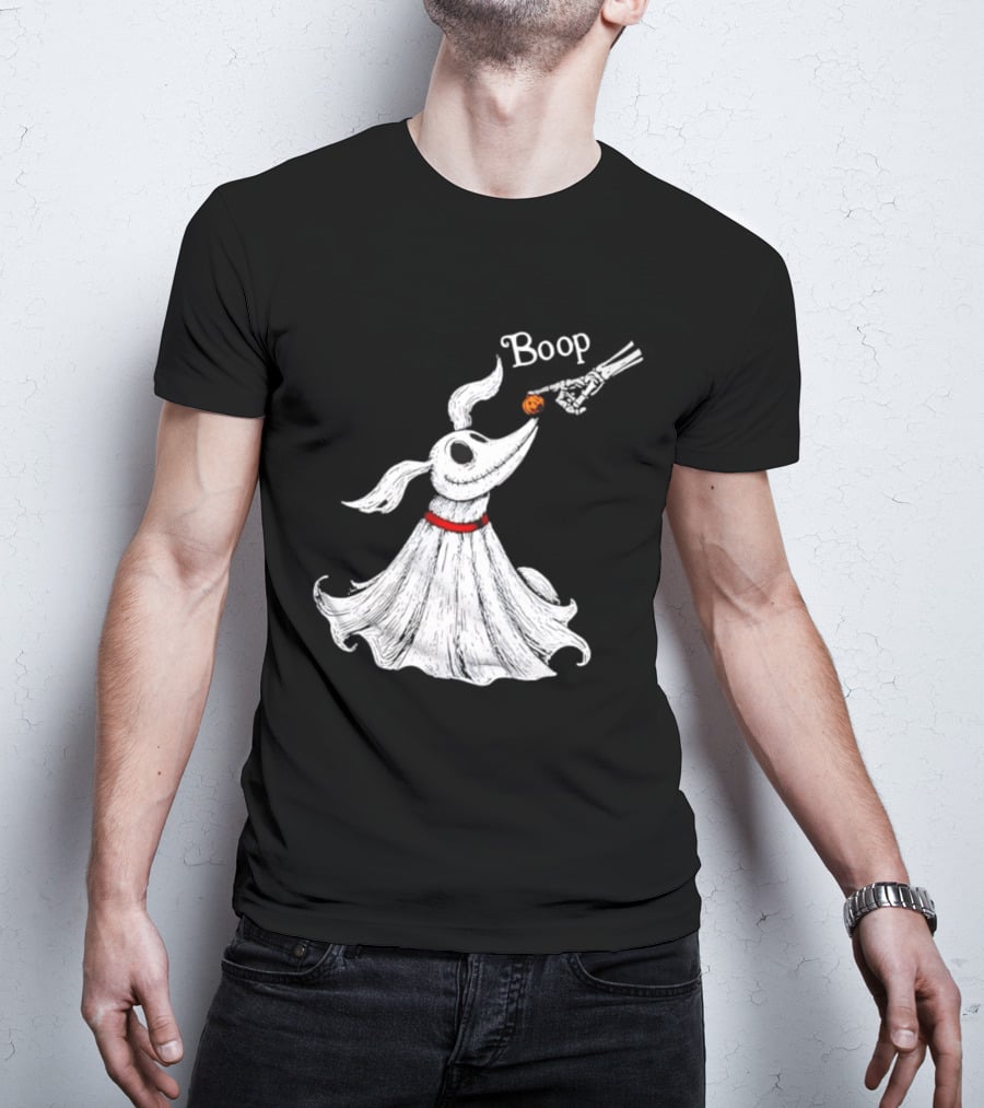 Zero Dog Boop Halloween Skeleton Hand Ghost Dog Pumpkin Nose T-Shirt