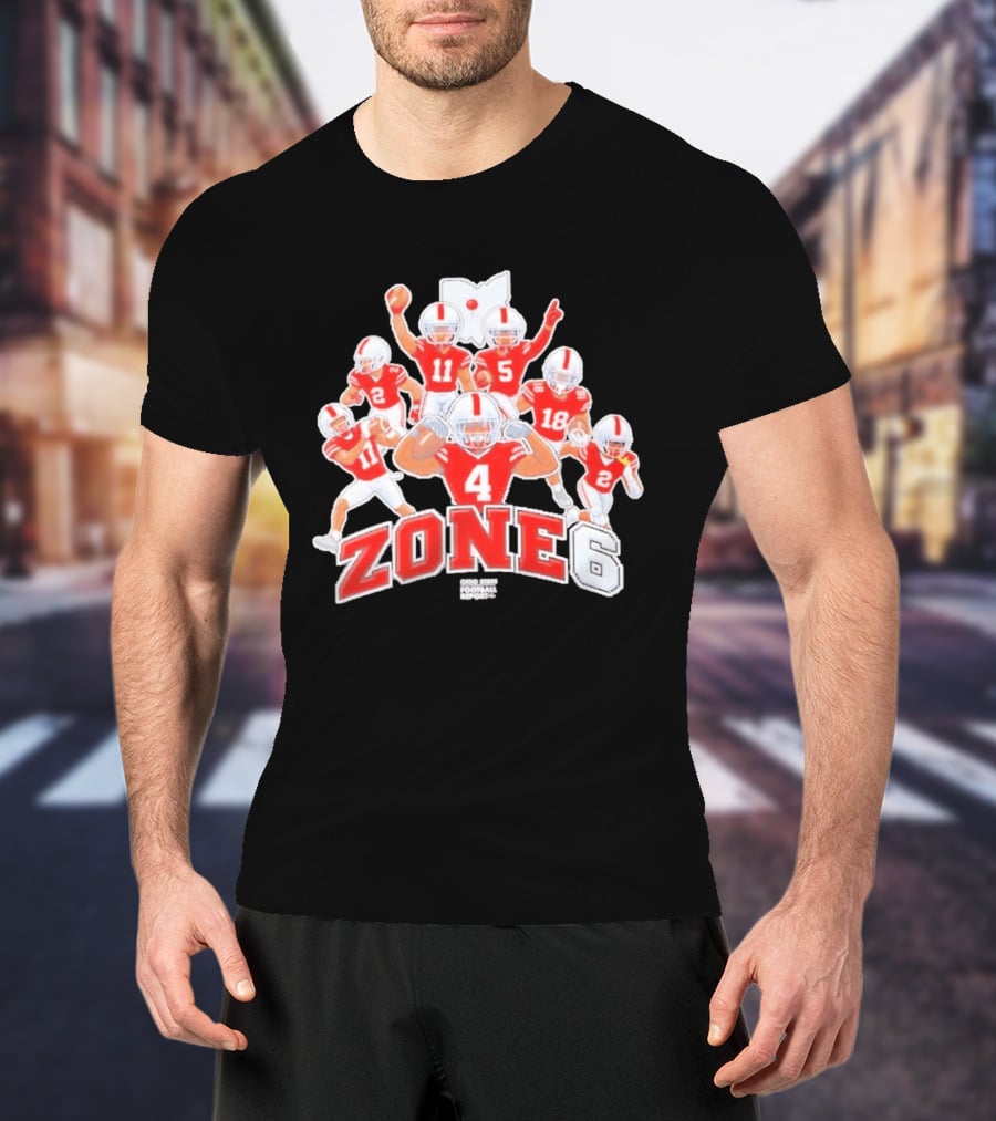 Zone 6 Ohio State Buckeyes Football Players Pose With State T-Shirt