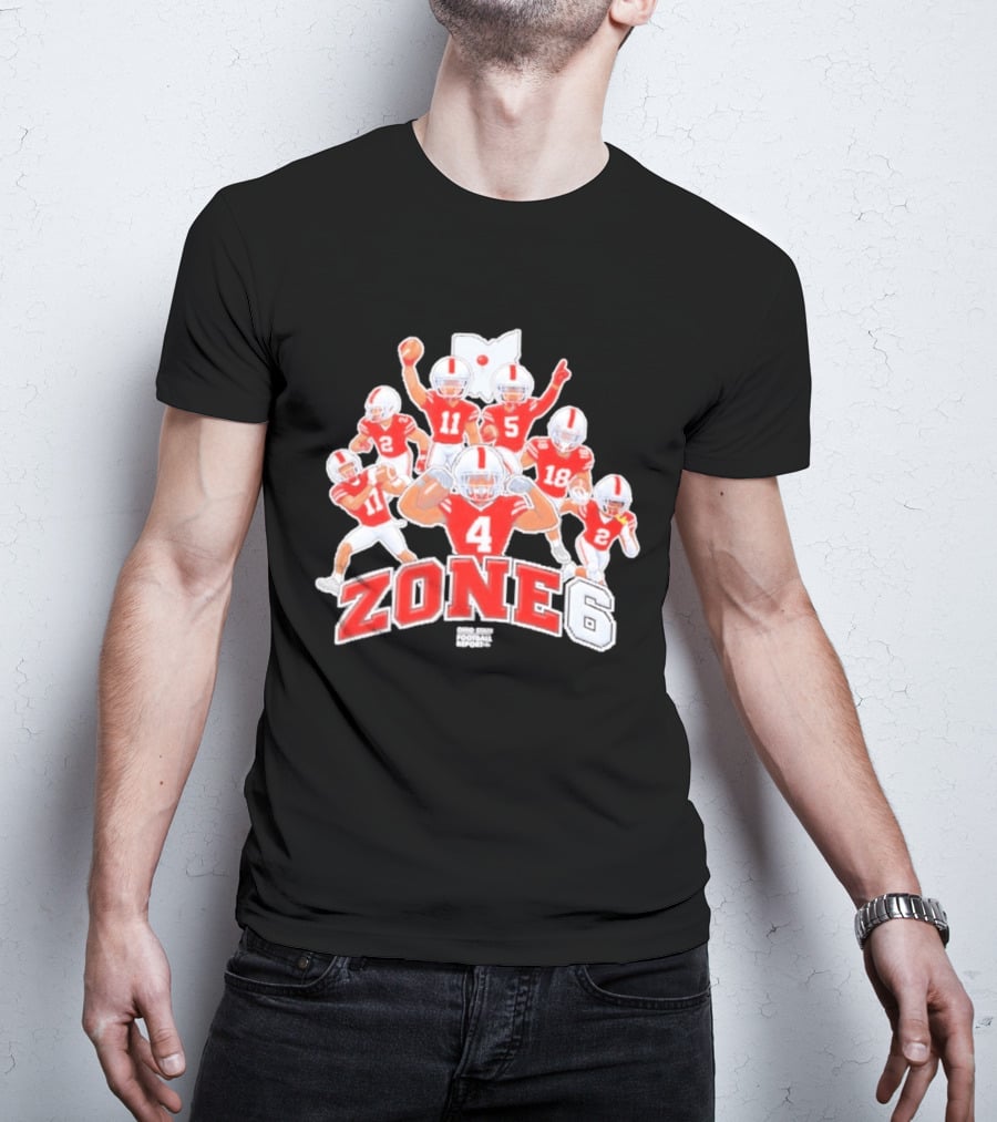 Zone 6 Ohio State Buckeyes Football Players Pose With State T-Shirt