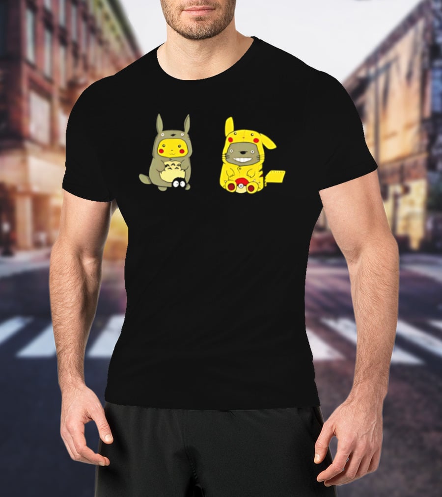 Pikachu Pokémon My Neighbor Totoro Studio Ghibli Crossover Characters T-Shirt