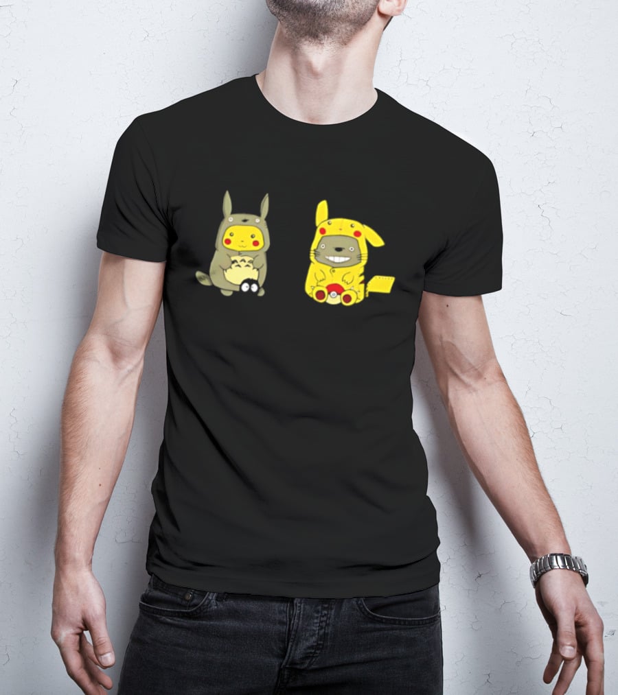 Pikachu Pokémon My Neighbor Totoro Studio Ghibli Crossover Characters T-Shirt