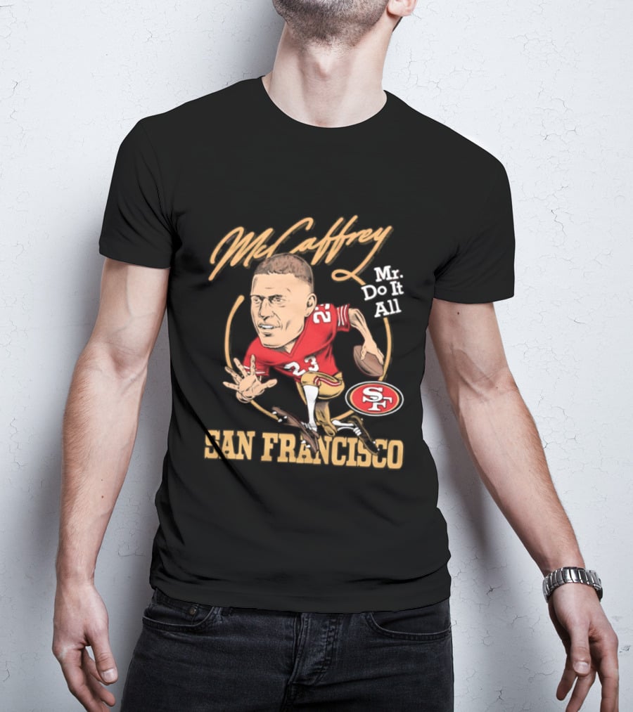 Christian McCaffrey 23 Mr Do It All San Francisco Football Caricature T-Shirt