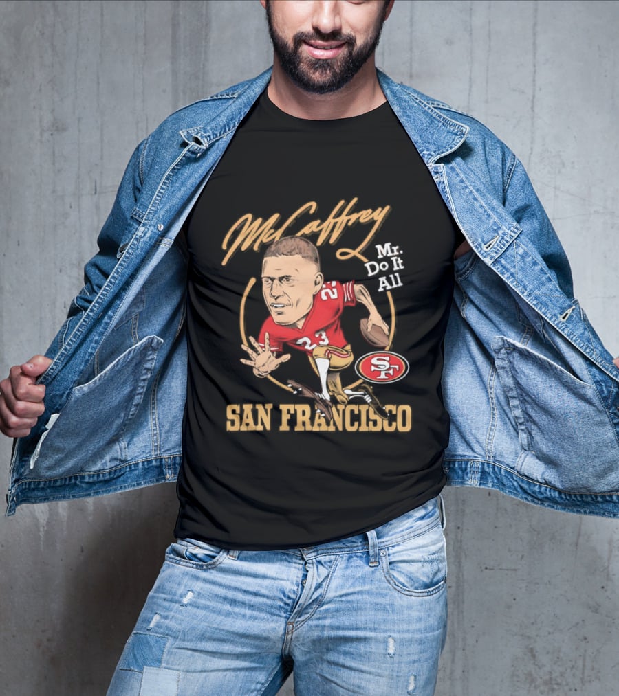 Christian McCaffrey 23 Mr Do It All San Francisco Football Caricature T-Shirt