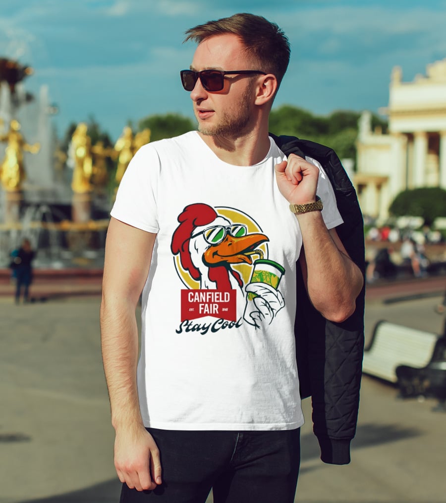 Canfield Fair Stay Cool Rooster Drinking Lemonade T-Shirt