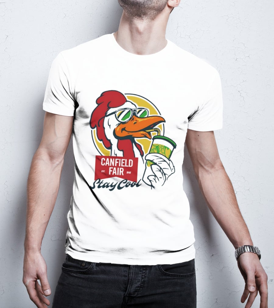 Canfield Fair Stay Cool Rooster Drinking Lemonade T-Shirt