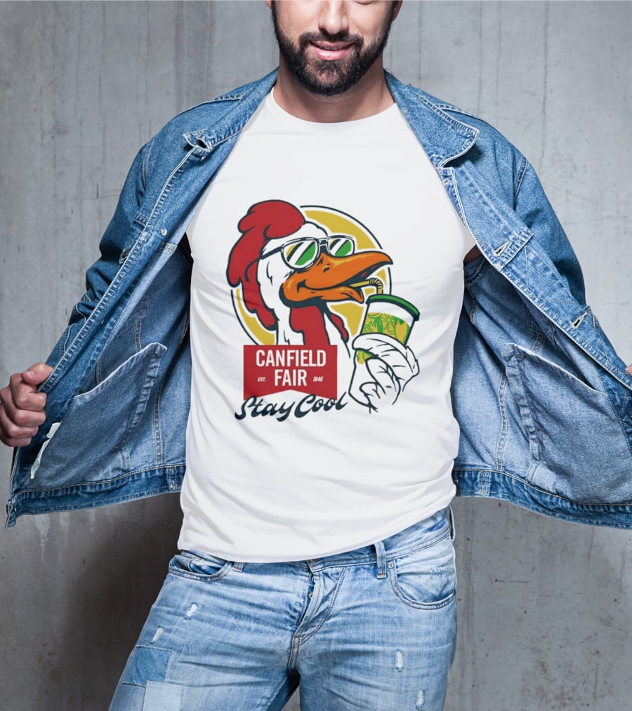 Canfield Fair Stay Cool Rooster Drinking Lemonade T-Shirt