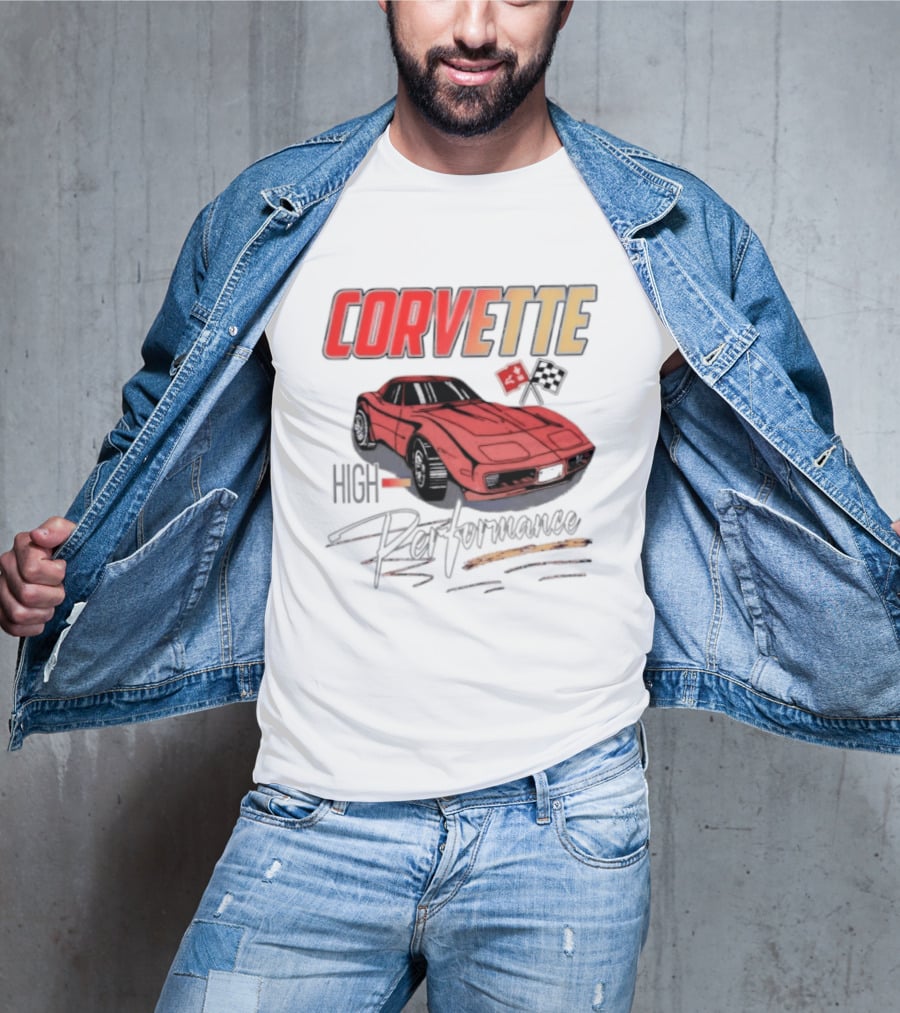 Corvette High Performance Chevrolet Sports Car Red Classic Vehicle T-Shirt