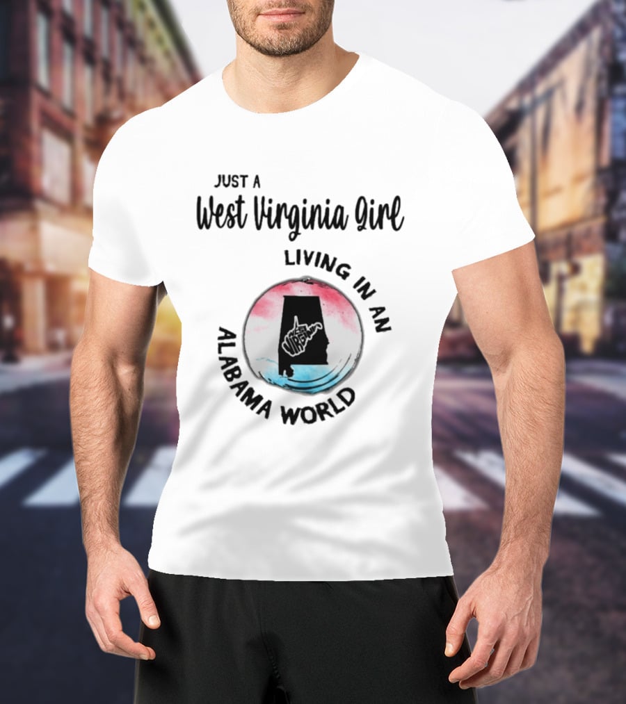 West Virginia Girl In Alabama World Map T-Shirt