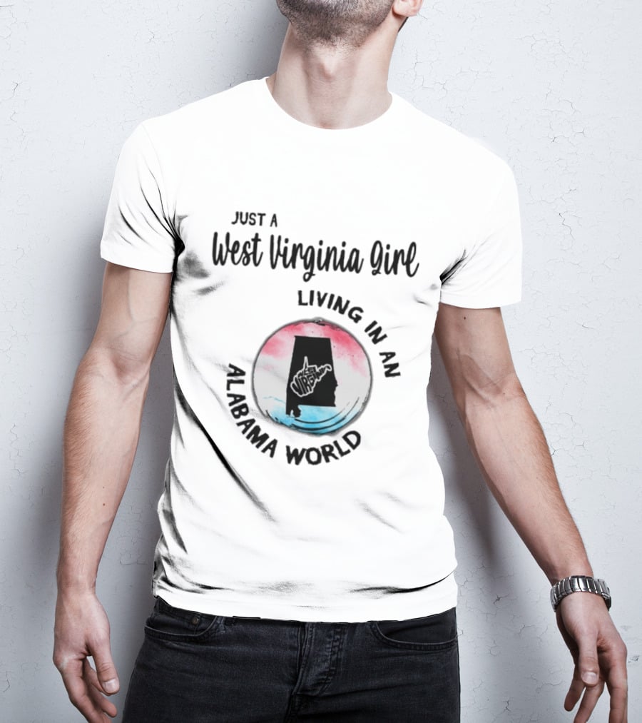 West Virginia Girl In Alabama World Map T-Shirt