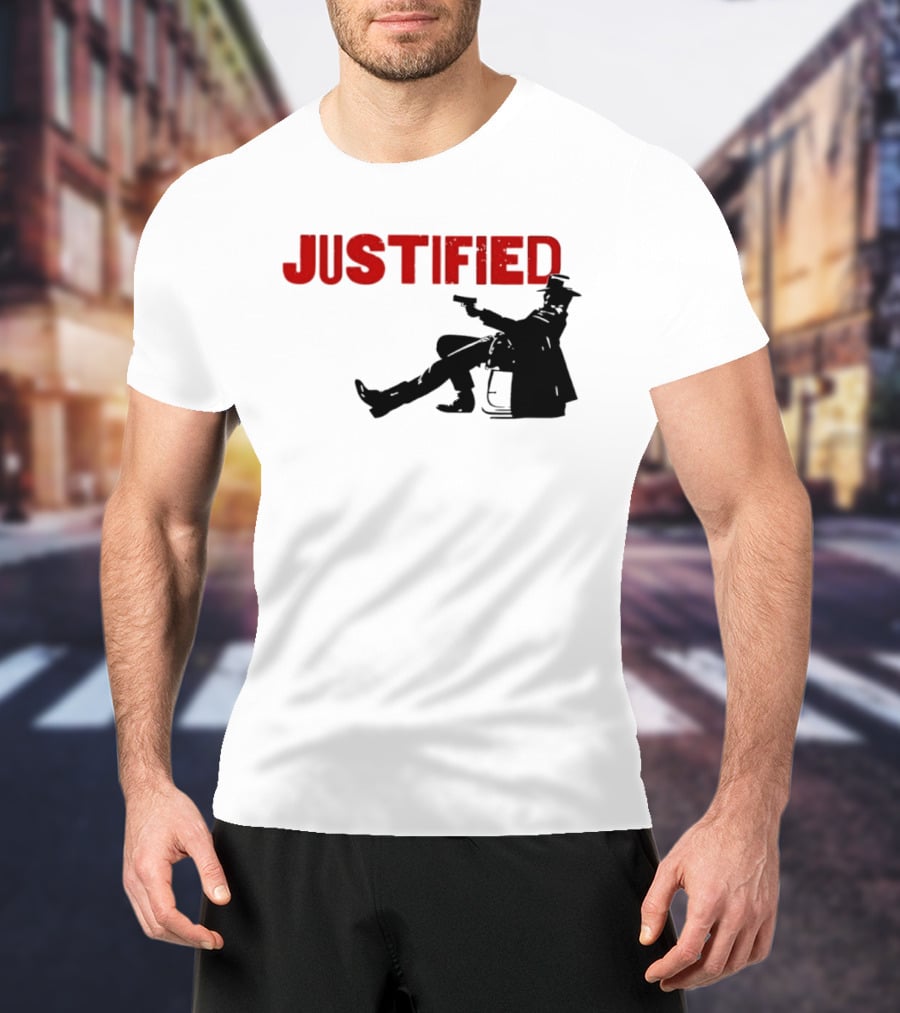 JUSTIFIED Cowboy Silhouette With Gun T-Shirt