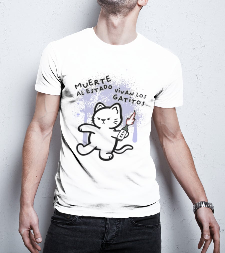 Muerte Al Estado Vivan Los Gatitos Anarchist Cat Molotov T-Shirt