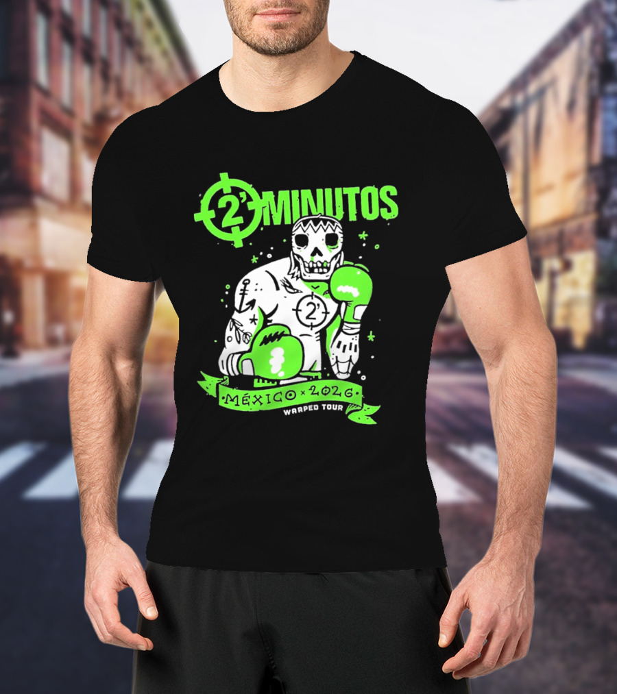 2 Minutos Mexico 2026 Skeleton Boxer Warped Tour T-Shirt