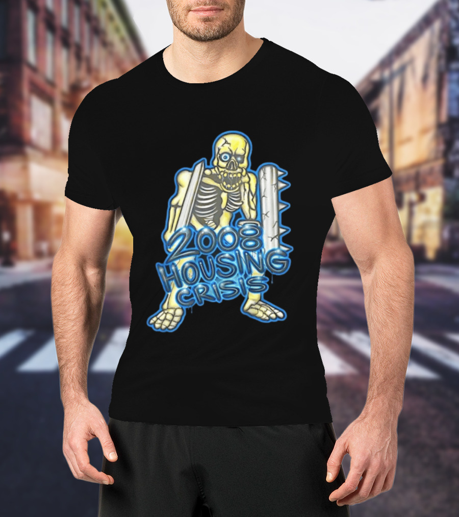 2008 Housing Crisis Skeleton Economic Crash Iconic Visual Representation T-Shirt