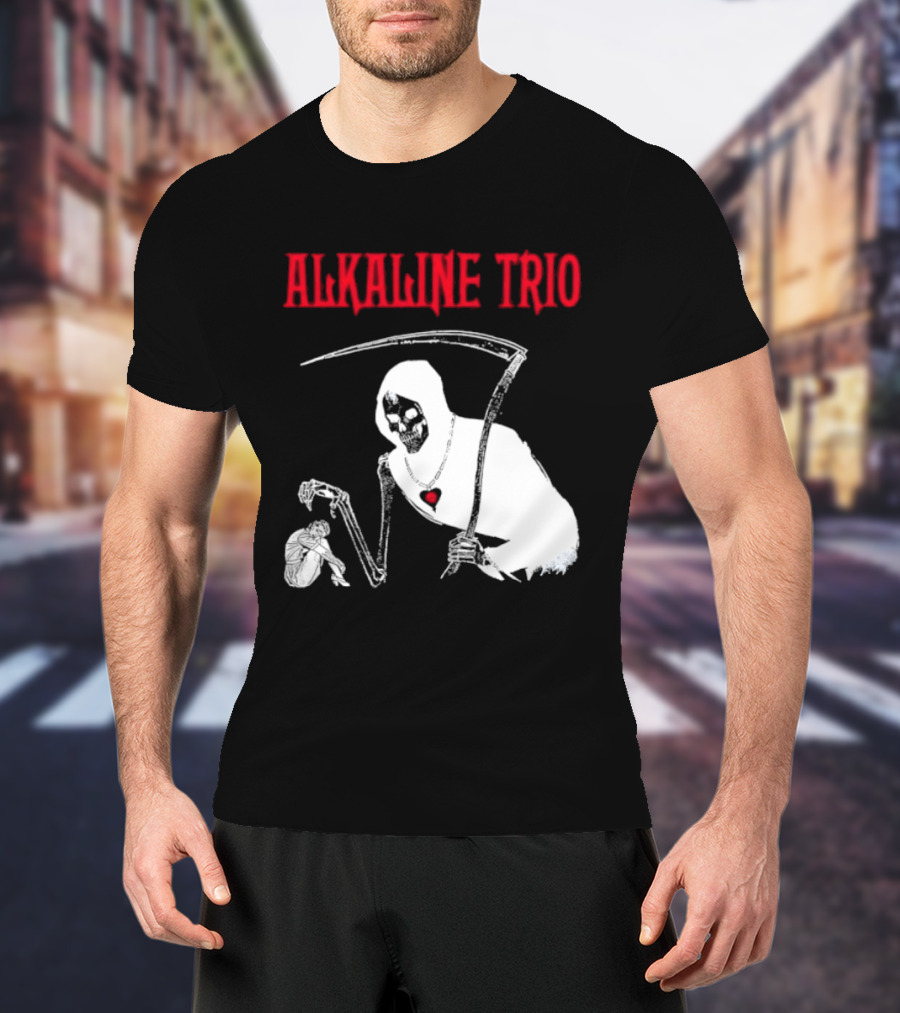 Alkaline Trio Grim Reaper Scythe Heart Skeleton T-Shirt