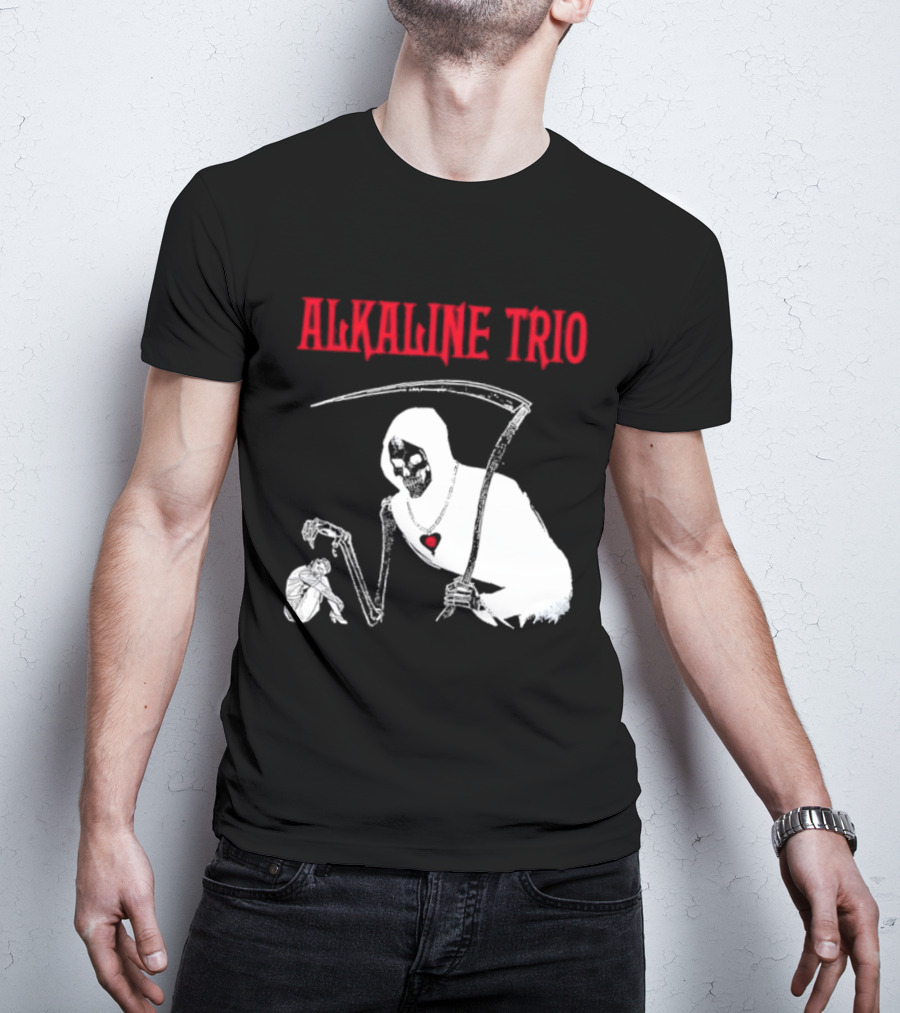 Alkaline Trio Grim Reaper Scythe Heart Skeleton T-Shirt
