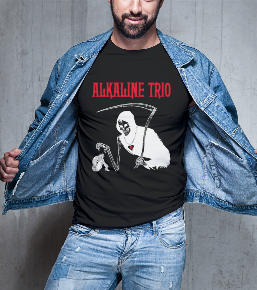 Alkaline Trio Grim Reaper Scythe Heart Skeleton T-Shirt