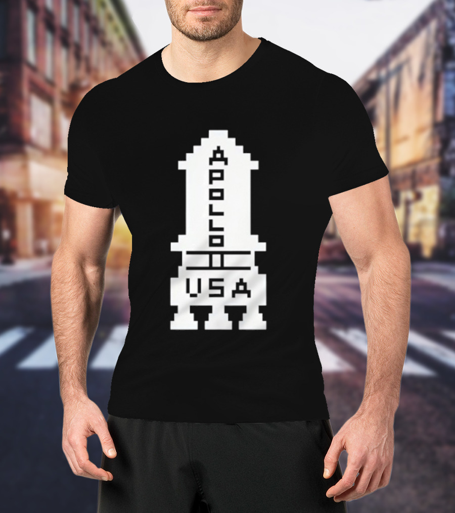 Apollo USA Rocket NASA Pixel T-Shirt