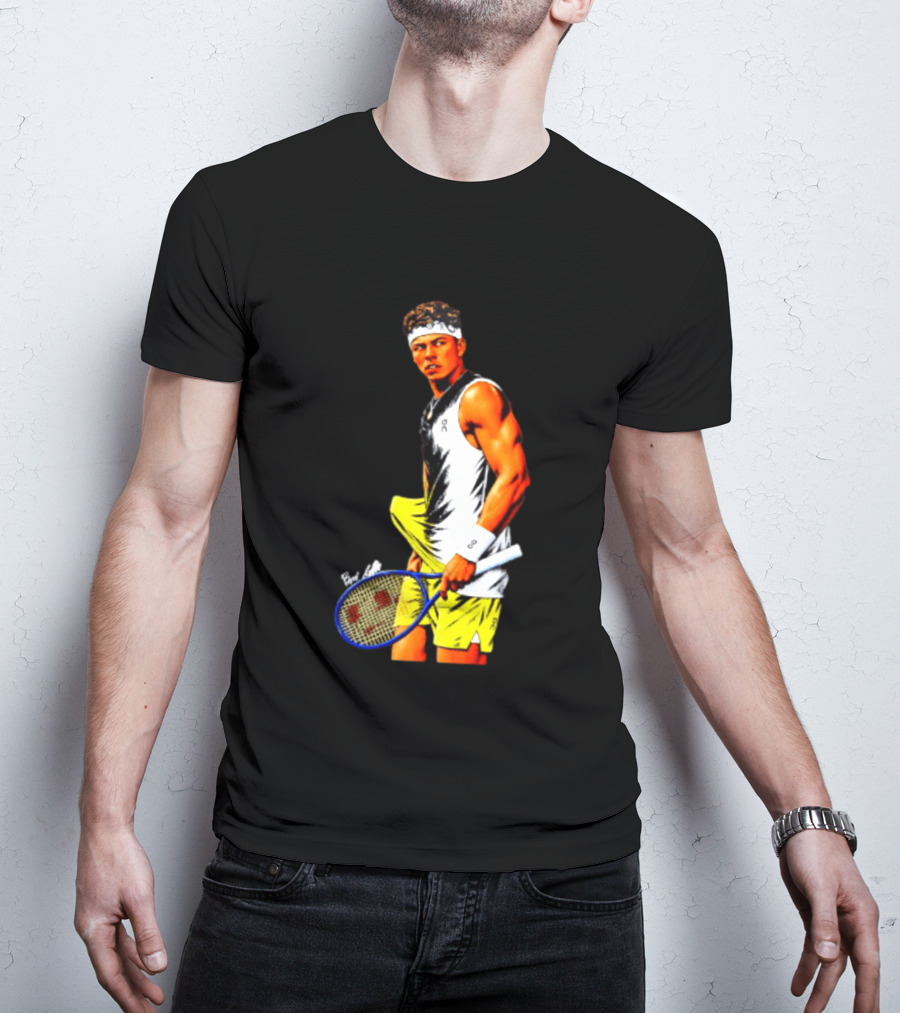 Ben Shelton Tennis Player 2026 Cartoon With Headband And Racket T-Shirt