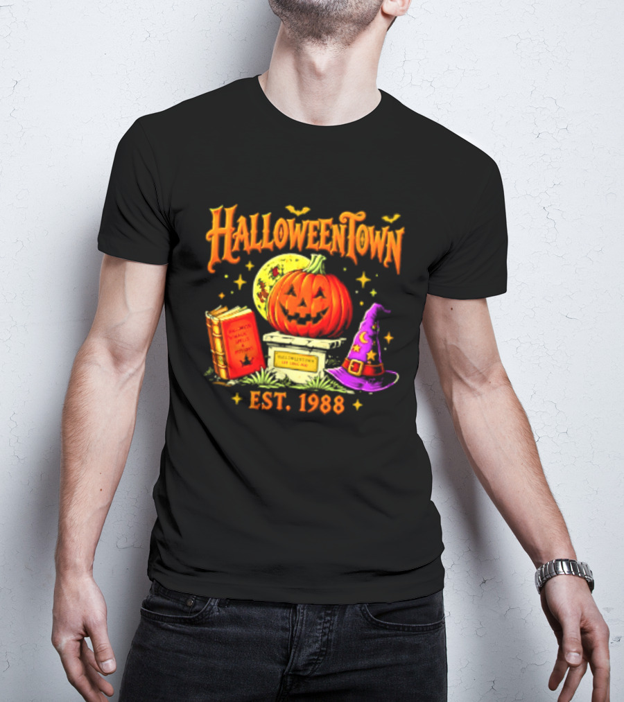 Halloweentown Est 1988 Magic Spells And Potions Pumpkin Witch Hat Book T-Shirt