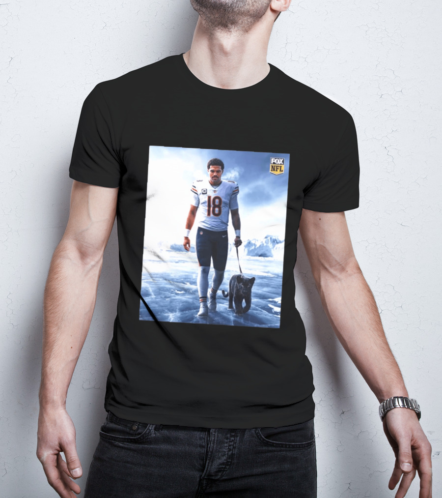 Chicago Bears Caleb Williams Black Panther NFL Ice Walk T-Shirt
