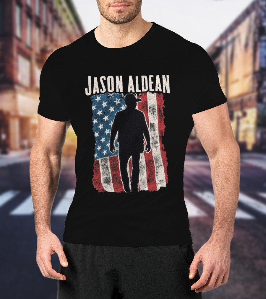 Jason Aldean Tour 2026 American Flag Cowboy T-Shirt