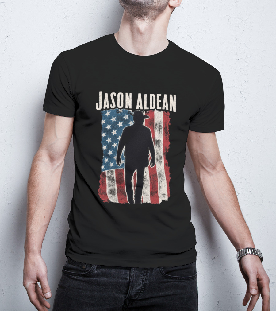 Jason Aldean Tour 2026 American Flag Cowboy T-Shirt