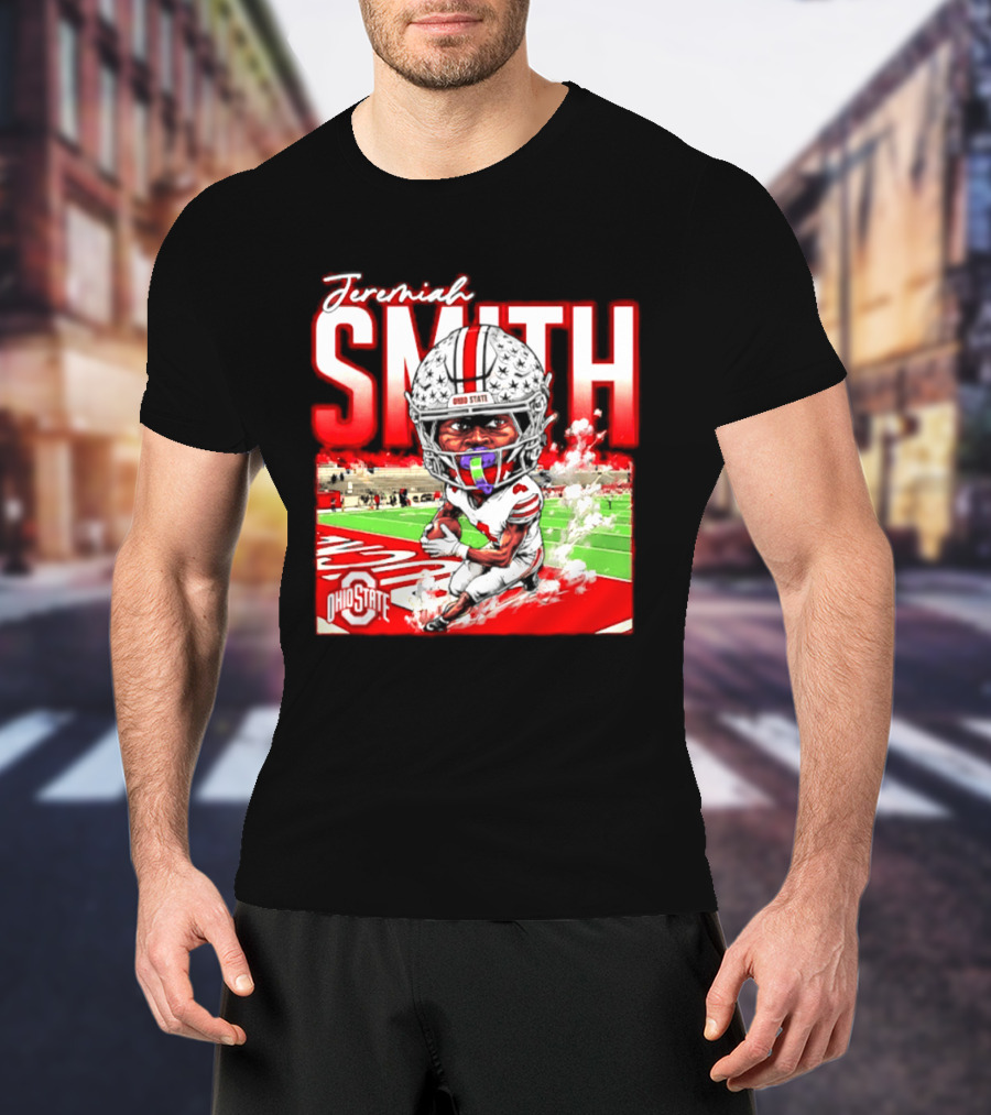 Jeremiah Smith Ohio State Buckeyes NCAA Player Running Caricature T-Shirt