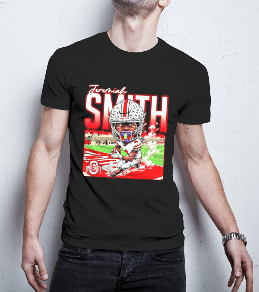Jeremiah Smith Ohio State Buckeyes NCAA Player Running Caricature T-Shirt