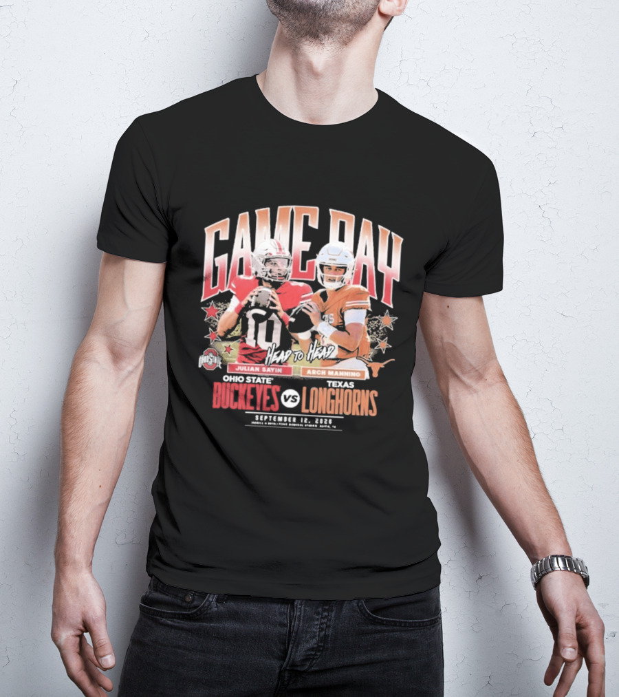 Ohio State Buckeyes Vs Texas Longhorns Julian Sayin Arch Manning Gameday September 12 2026 T-Shirt