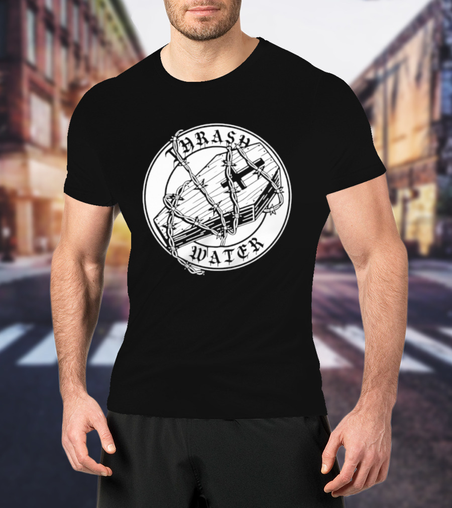 Thrash Water Coffin Barbed Wire Hardcore Punk Circle T-Shirt