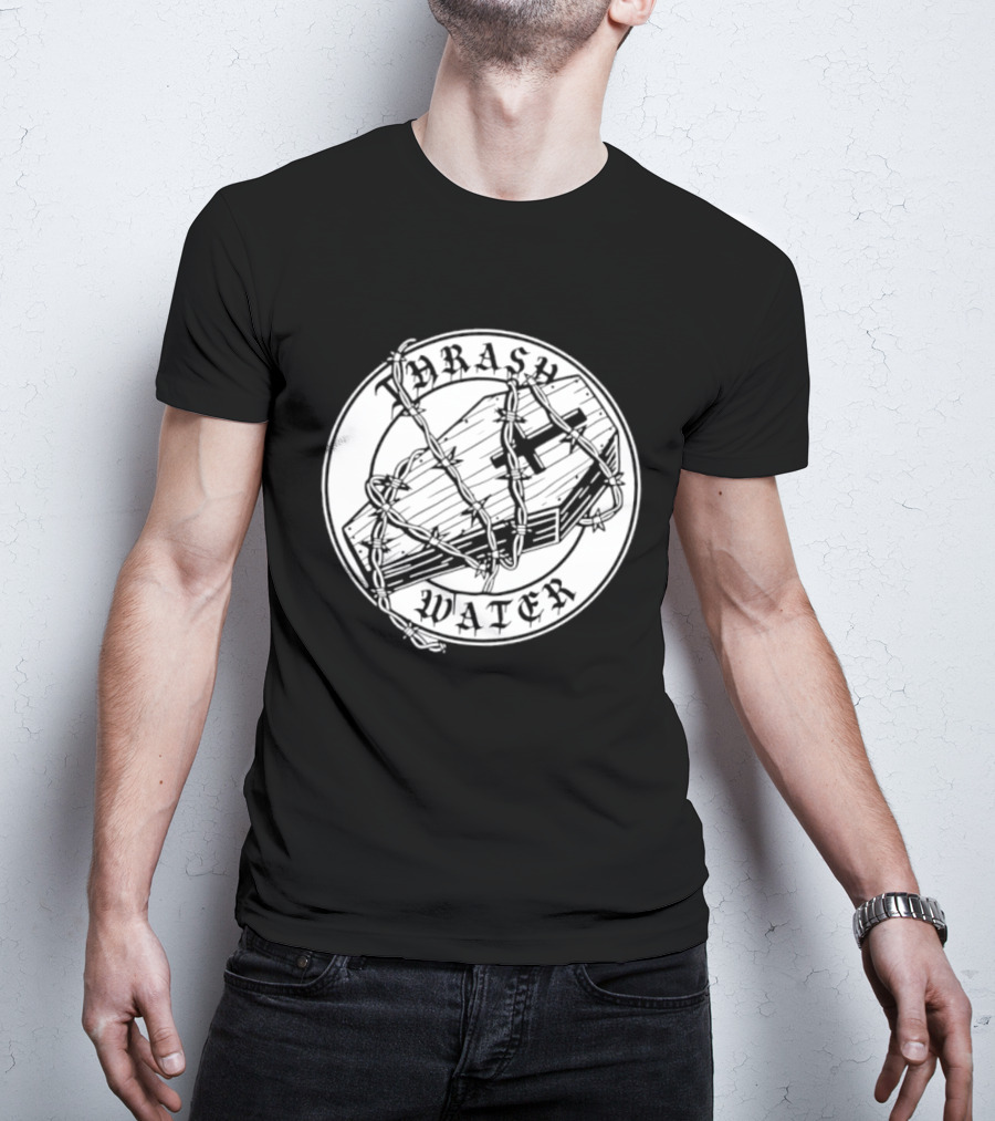 Thrash Water Coffin Barbed Wire Hardcore Punk Circle T-Shirt