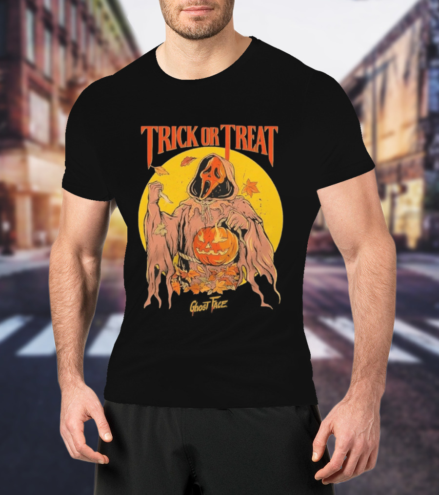 Trick Or Treat Ghost Face Pumpkin Cavity Colors Halloween T-Shirt