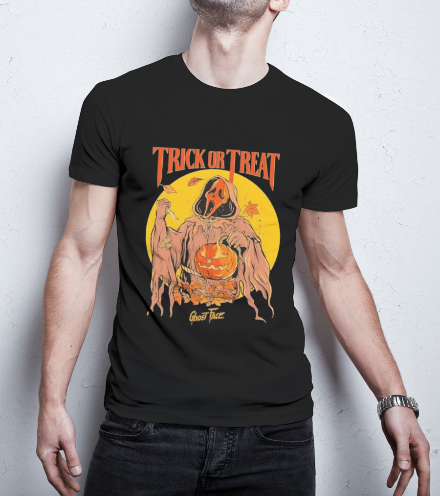 Trick Or Treat Ghost Face Pumpkin Cavity Colors Halloween T-Shirt
