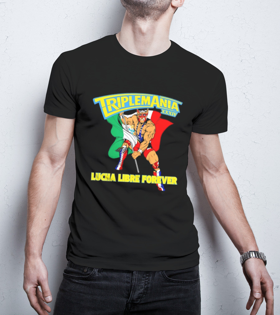 Triplemania XXXIV Lucha Libre Forever Wrestler Mexican Flag T-Shirt