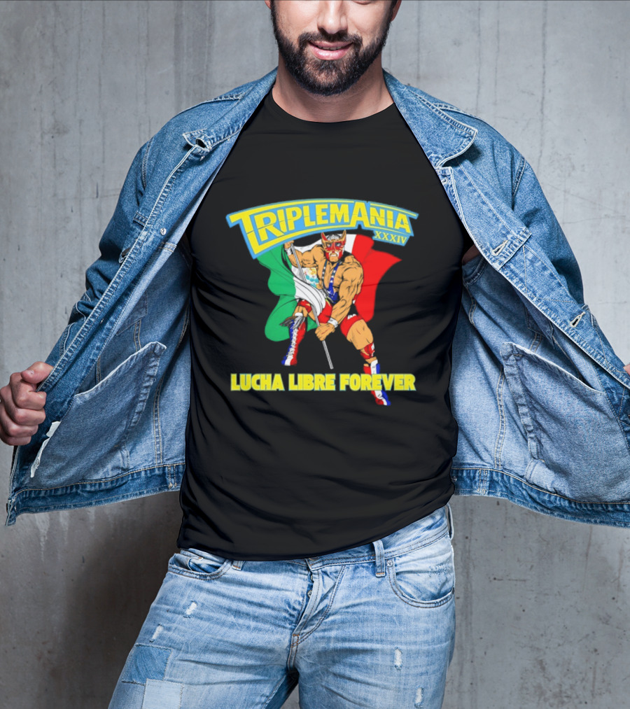 Triplemania XXXIV Lucha Libre Forever Wrestler Mexican Flag T-Shirt