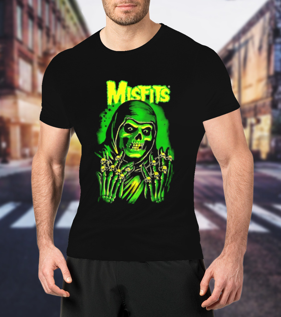 Misfits Fiend Club 26 Punk Rock Jerry Only Skull Neon Green T-Shirt